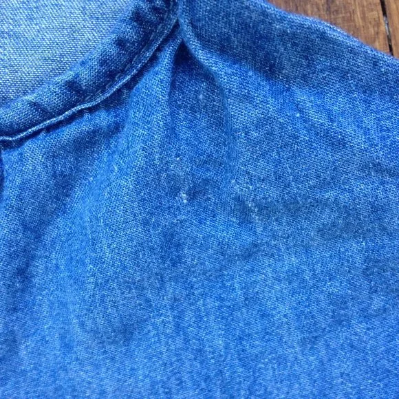 Denim Dress With Front Ruffle - Picture 9 of 13